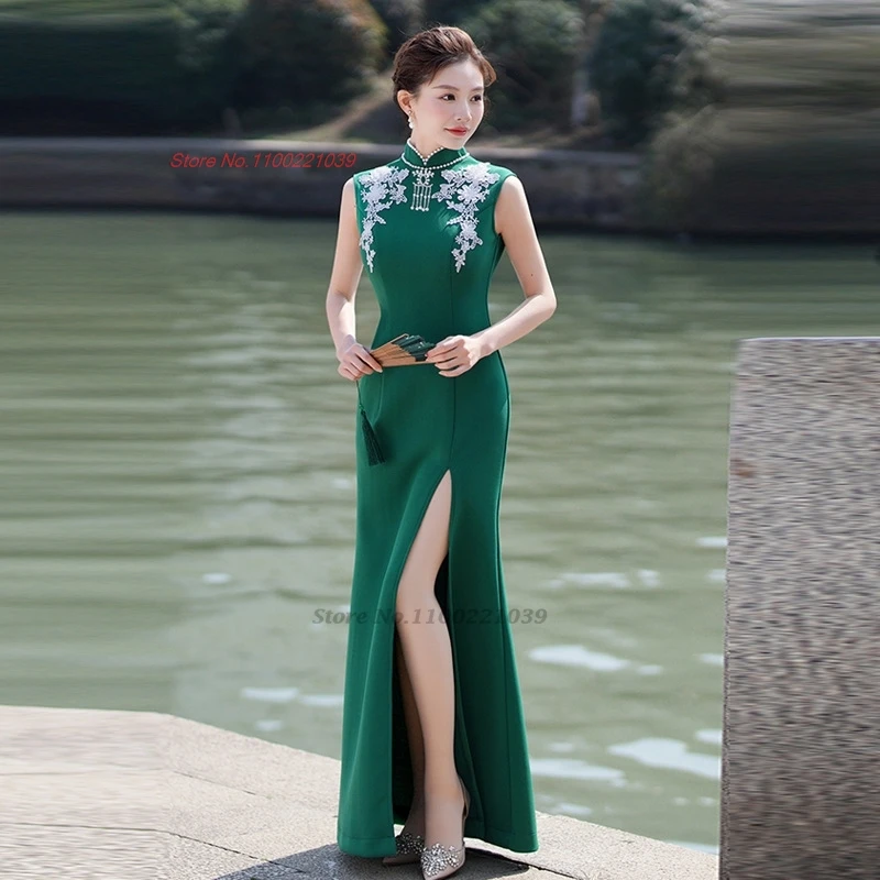 2025 chinese improved cheongsam national flower embroidery sleeveless qipao dress retro banquet evening dress qipao vestido
2025 chinese improved cheongsam national flower embroidery sleeveless qipao dress retro banquet evening dress qipao vestido