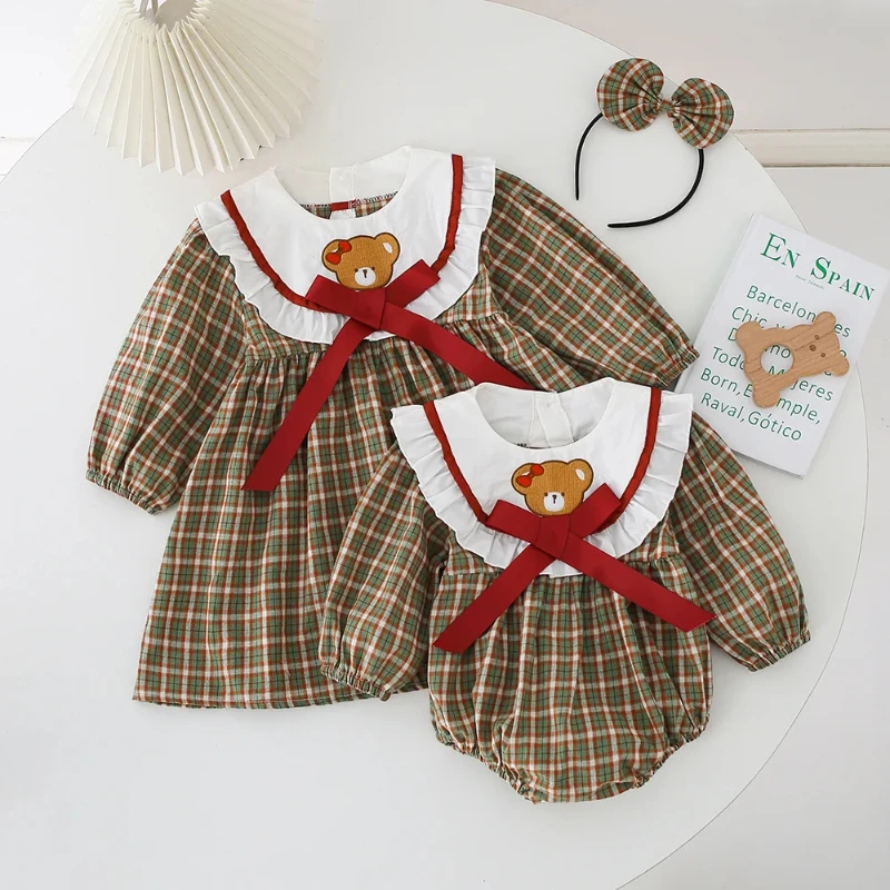 2024 Long Sleeve Cotton Kids Girls Plaid Dresses Infant Vintage Bodysuit Sisters Matching Clothes Autumn Newborn Baby Outfit
2024 Long Sleeve Cotton Kids Girls Plaid Dresses Infant Vintage Bodysuit Sisters Matching Clothes Autumn Newborn Baby Outfit
