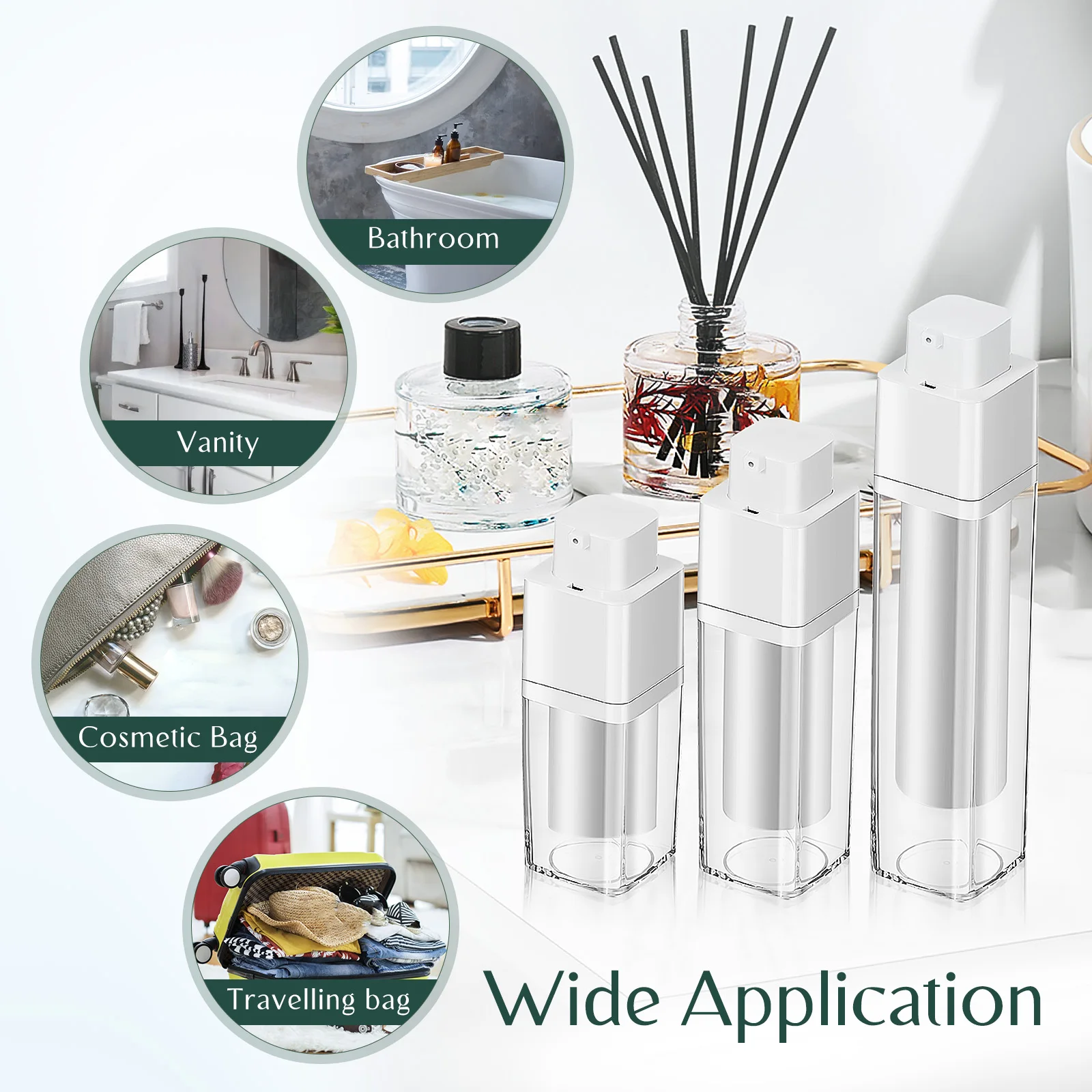 3Pcs Airless Pump Bottles Travel Leakproof Lotion Dispenser Refillable Pump Dispensers for Skincare Serum Toner Body Wash Shower
3Pcs Airless Pump Bottles Travel Leakproof Lotion Dispenser Refillable Pump Dispensers for Skincare Serum Toner Body Wash Shower