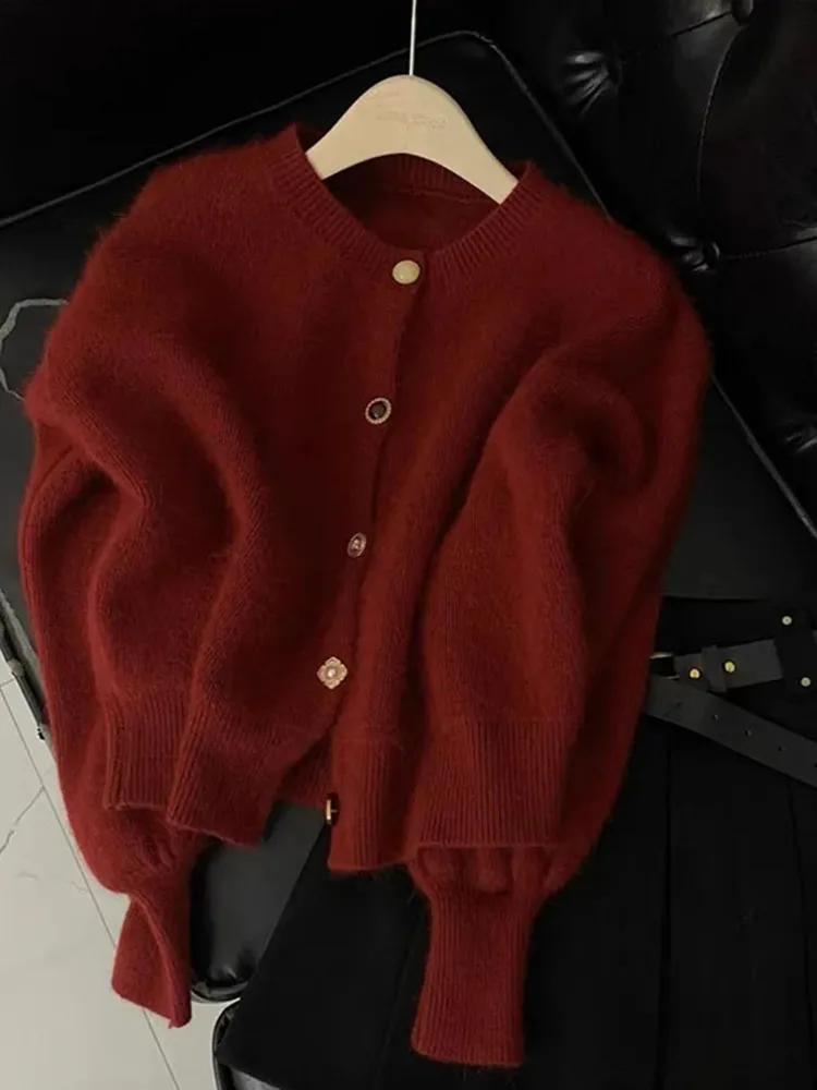 Vintage Crop Knitted Cardigan Sweater Women Elegant Chic Knitted Casual Sweater Burgundy Korean Long Sleeved Ladies Outerwears
Vintage Crop Knitted Cardigan Sweater Women Elegant Chic Knitted Casual Sweater Burgundy Korean Long Sleeved Ladies Outerwears
