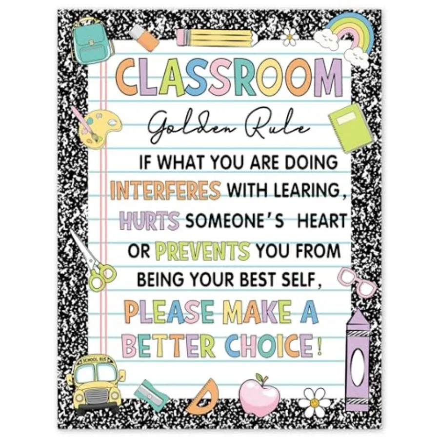 Classroom Golden Rule Poster Composition Notebook Colorful Classroom Educational Poster Back to School Wall Art for Bulletin Bo
Classroom Golden Rule Poster Composition Notebook Colorful Classroom Educational Poster Back to School Wall Art for Bulletin Bo