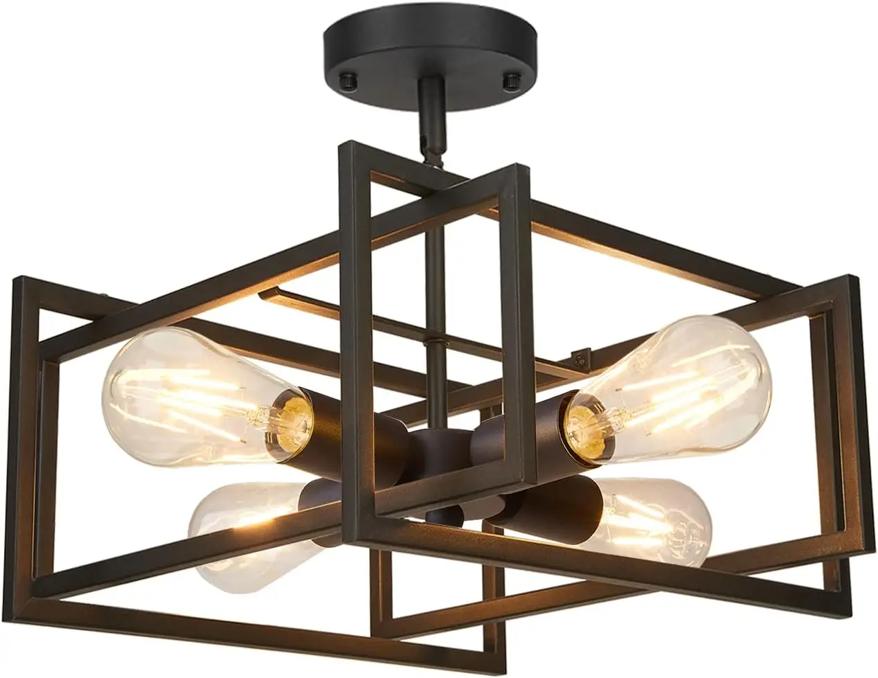 Industrial 4-Light Semi Flush Mount Ceiling Light, Farmhouse Black Rectangle Frame for Kitchen Island Bedroom Hallway
Industrial 4-Light Semi Flush Mount Ceiling Light, Farmhouse Black Rectangle Frame for Kitchen Island Bedroom Hallway