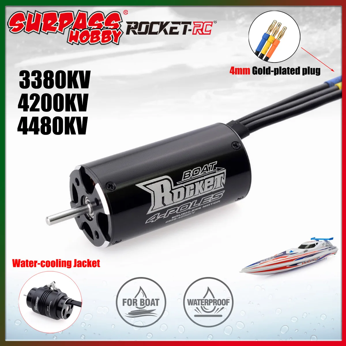Surpass Hobby Rocket 2958 3380KV 4200KV 4480KV Waterproof Brushless Motor 29-S Water Cooling Jacket for RC Boat Traxxas Feilun
Surpass Hobby Rocket 2958 3380KV 4200KV 4480KV Waterproof Brushless Motor 29-S Water Cooling Jacket for RC Boat Traxxas Feilun