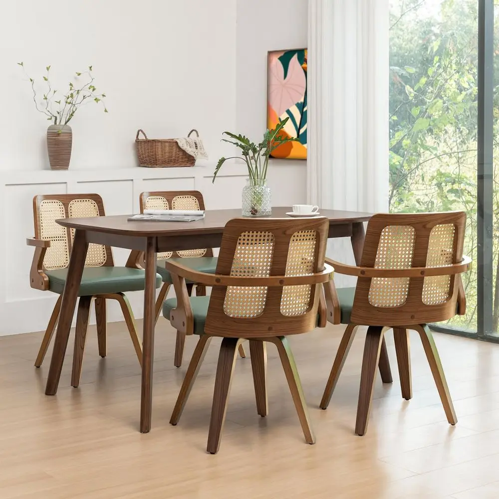 Dining Chairs Swivel Rattan Dining Chairs with Bentwood Frame with Ergonomic Cane Back, Curved Arms, MCM Dining Chairs for Kitc
Dining Chairs Swivel Rattan Dining Chairs with Bentwood Frame with Ergonomic Cane Back, Curved Arms, MCM Dining Chairs for Kitc