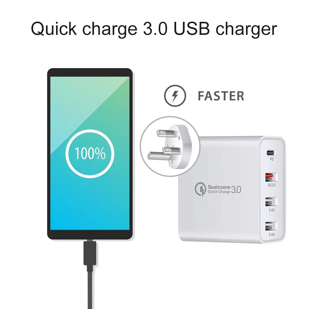 8W Phone Charger USB Type-c PD 4-port Fast Charging Adapter Travel Portable Charger UK Plug
8W Phone Charger USB Type-c PD 4-port Fast Charging Adapter Travel Portable Charger UK Plug