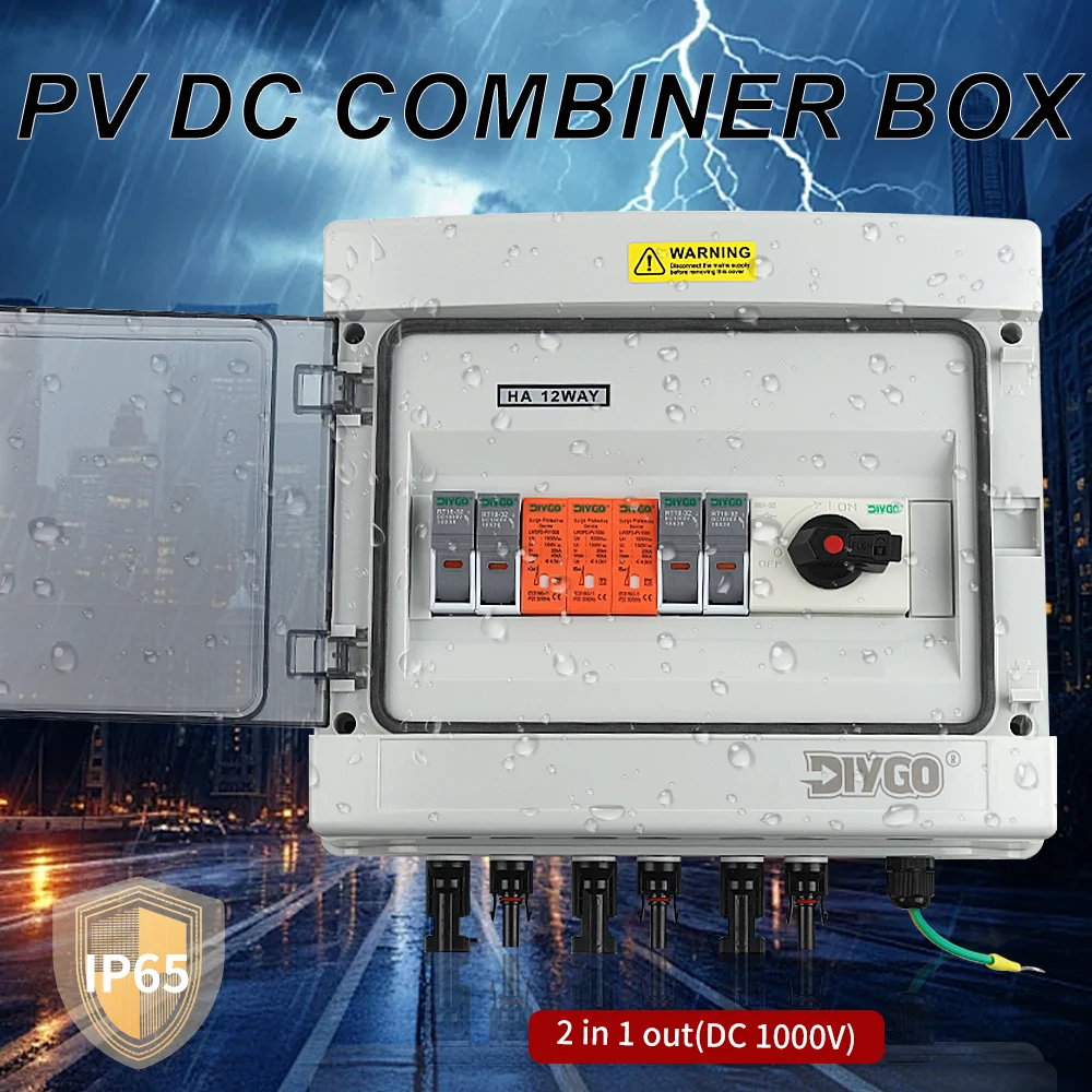 1000V PV Combiner Box Solar Photovoltaic 2 In 1 Out Waterproof Dustproof Case With Surge Lightning Protection DC Fuse MCB SPD
1000V PV Combiner Box Solar Photovoltaic 2 In 1 Out Waterproof Dustproof Case With Surge Lightning Protection DC Fuse MCB SPD