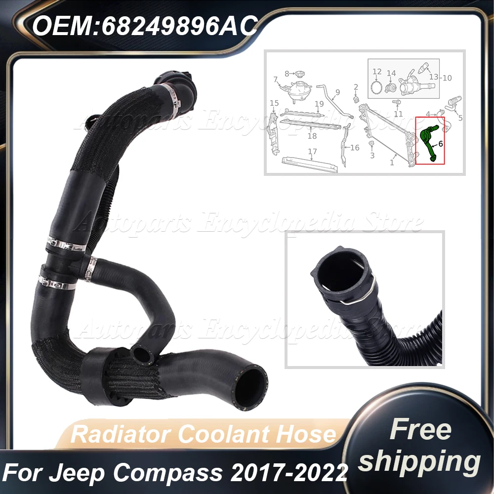 Новый шланг охлаждающей жидкости для радиатора автомобиля Jeep Compass 2017-2022, для Renegade 2017-2021, автоаксессуары 68249896AC
Новый шланг охлаждающей жидкости для радиатора автомобиля Jeep Compass 2017-2022, для Renegade 2017-2021, автоаксессуары 68249896AC