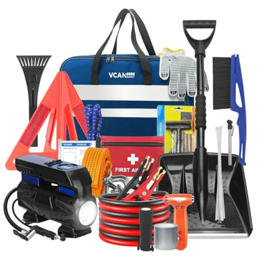 Car Emergency Safety Kit Bag with Digital Air Compressor Jumper Cables First Aid Kit Winter Vehicle Roadside Safety Kit with De
Car Emergency Safety Kit Bag with Digital Air Compressor Jumper Cables First Aid Kit Winter Vehicle Roadside Safety Kit with De