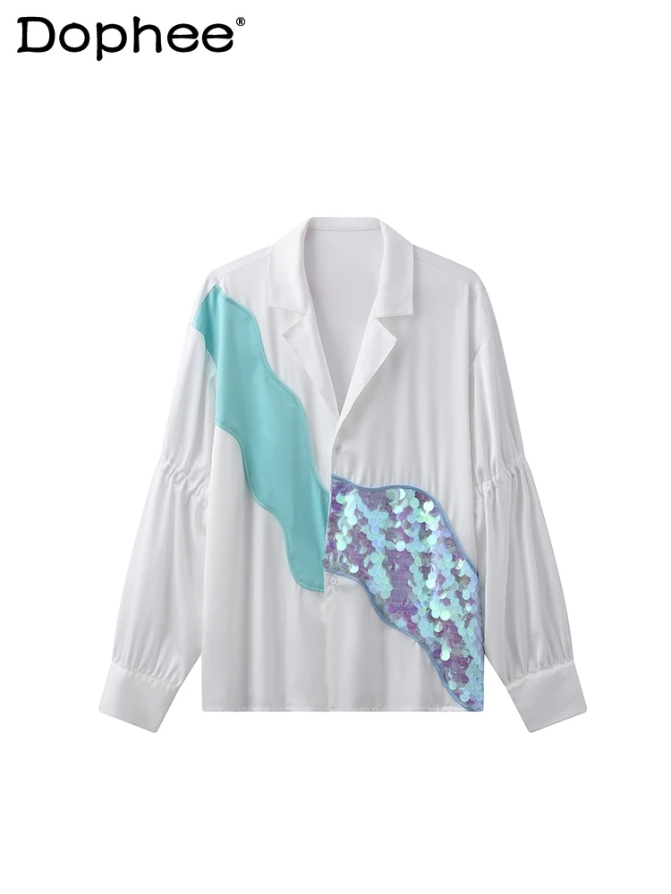 Men Women 2025 Four Seasons Wear Fashion High-end Shirts Loose Comfort Long-sleeve Shirts Trendy Color Matching Sequined Tops
Men Women 2025 Four Seasons Wear Fashion High-end Shirts Loose Comfort Long-sleeve Shirts Trendy Color Matching Sequined Tops