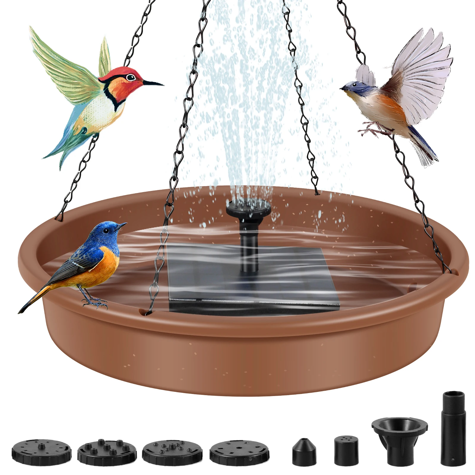 Bird Bath Bowl with Solar Pump Waterproof Solar Bird Feeder Water Fountain with 6 Nozzles Hanging Solar Water Pump Energy Saving
Bird Bath Bowl with Solar Pump Waterproof Solar Bird Feeder Water Fountain with 6 Nozzles Hanging Solar Water Pump Energy Saving