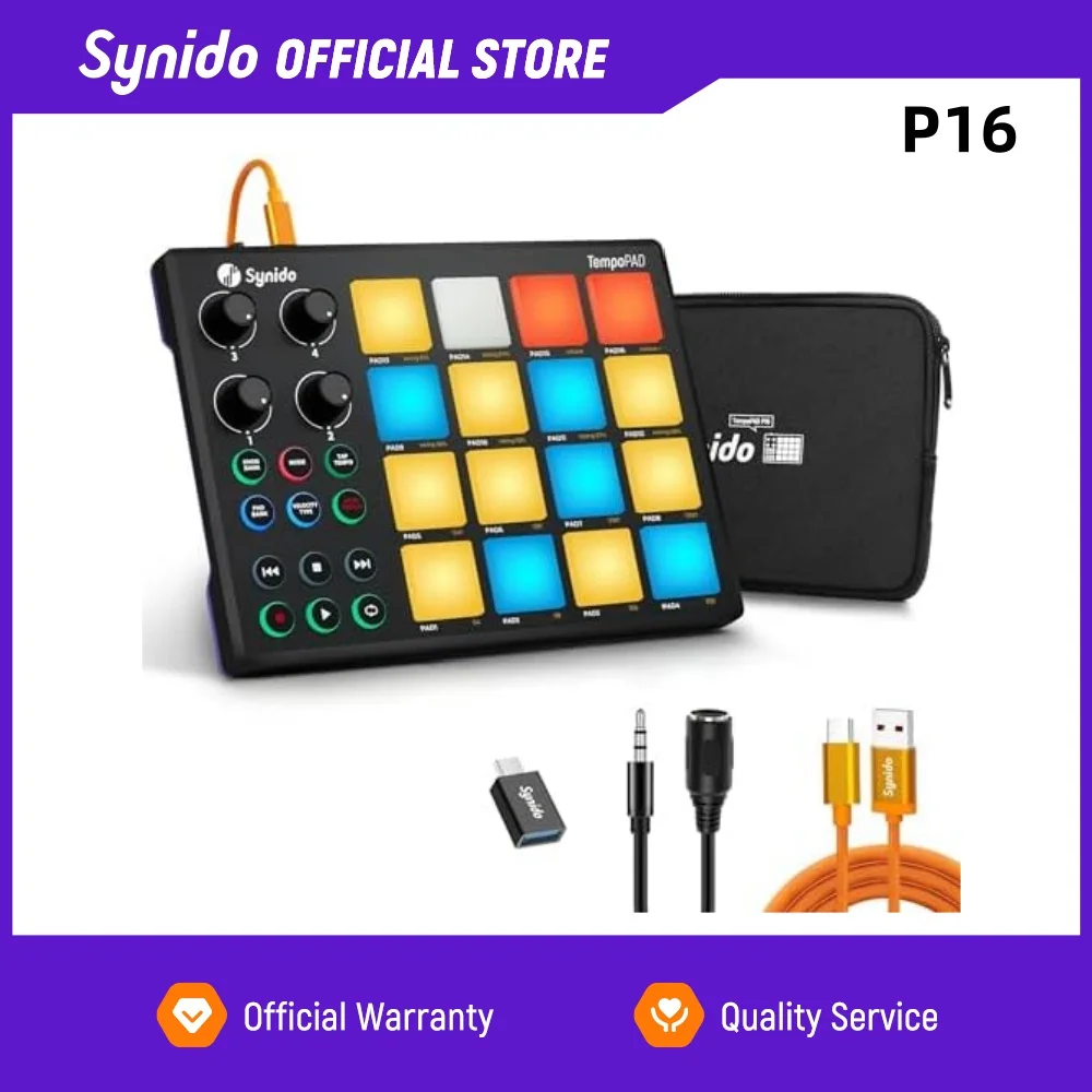 Synido TempoPAD P16 Midi Controller Beat Maker Machine for Music Production, Portable USB MIDI Beat Pad Controller for Beginners
Synido TempoPAD P16 Midi Controller Beat Maker Machine for Music Production, Portable USB MIDI Beat Pad Controller for Beginners