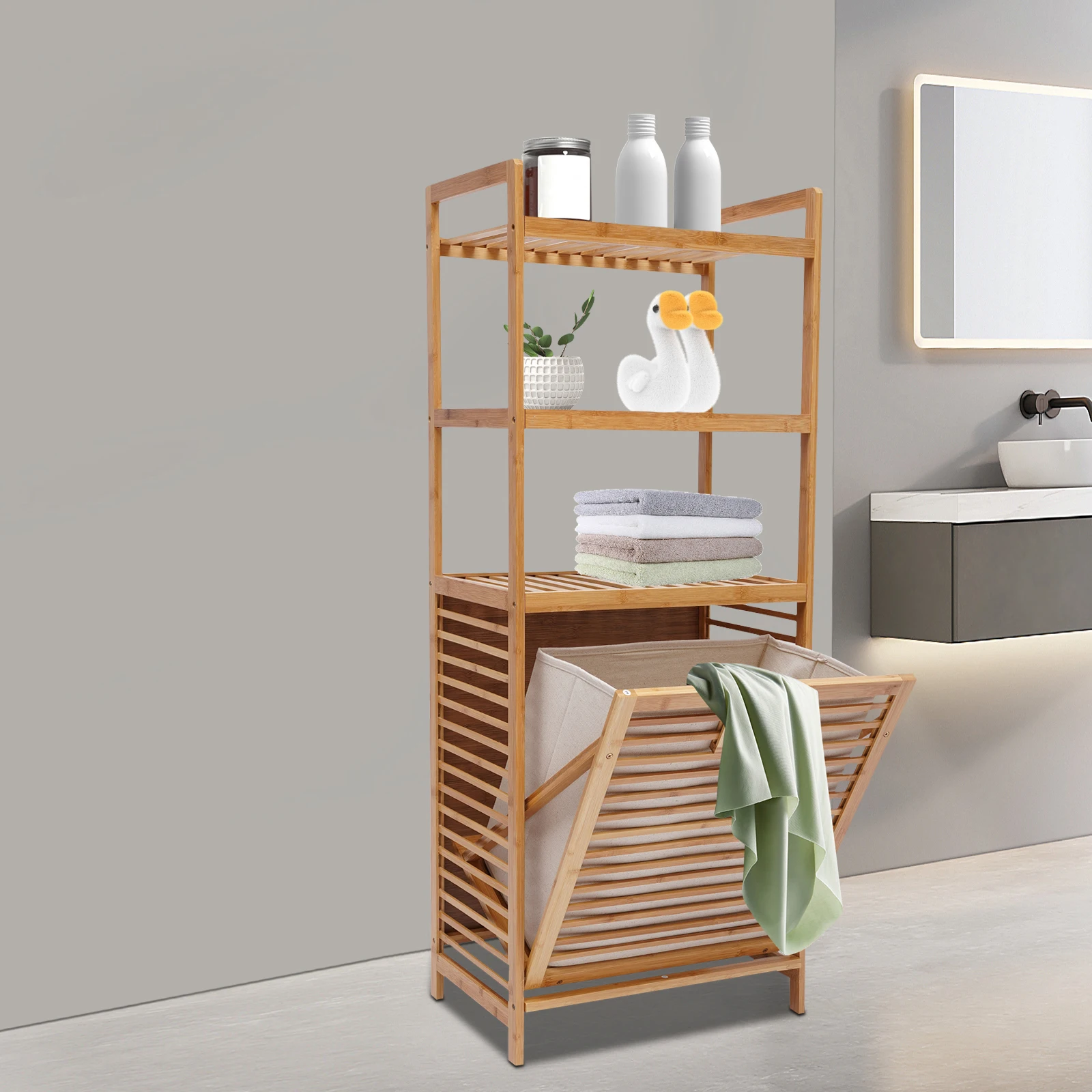 Laundry Clothes Basket, Freestanding Laundry Storage Rack with Elevated Baffle Suitable for Bedrooms, Bathrooms, Laundry Rooms
Laundry Clothes Basket, Freestanding Laundry Storage Rack with Elevated Baffle Suitable for Bedrooms, Bathrooms, Laundry Rooms