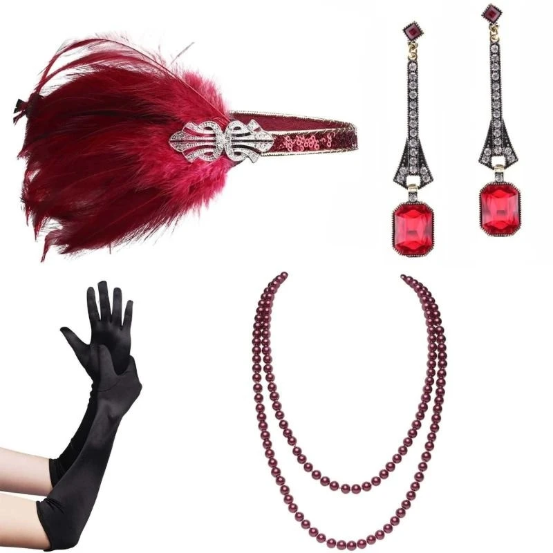 5asd 1920s Flapper GatsbyParty Costume Accessories Headpiece Necklace Earrings Gloves
5asd 1920s Flapper GatsbyParty Costume Accessories Headpiece Necklace Earrings Gloves