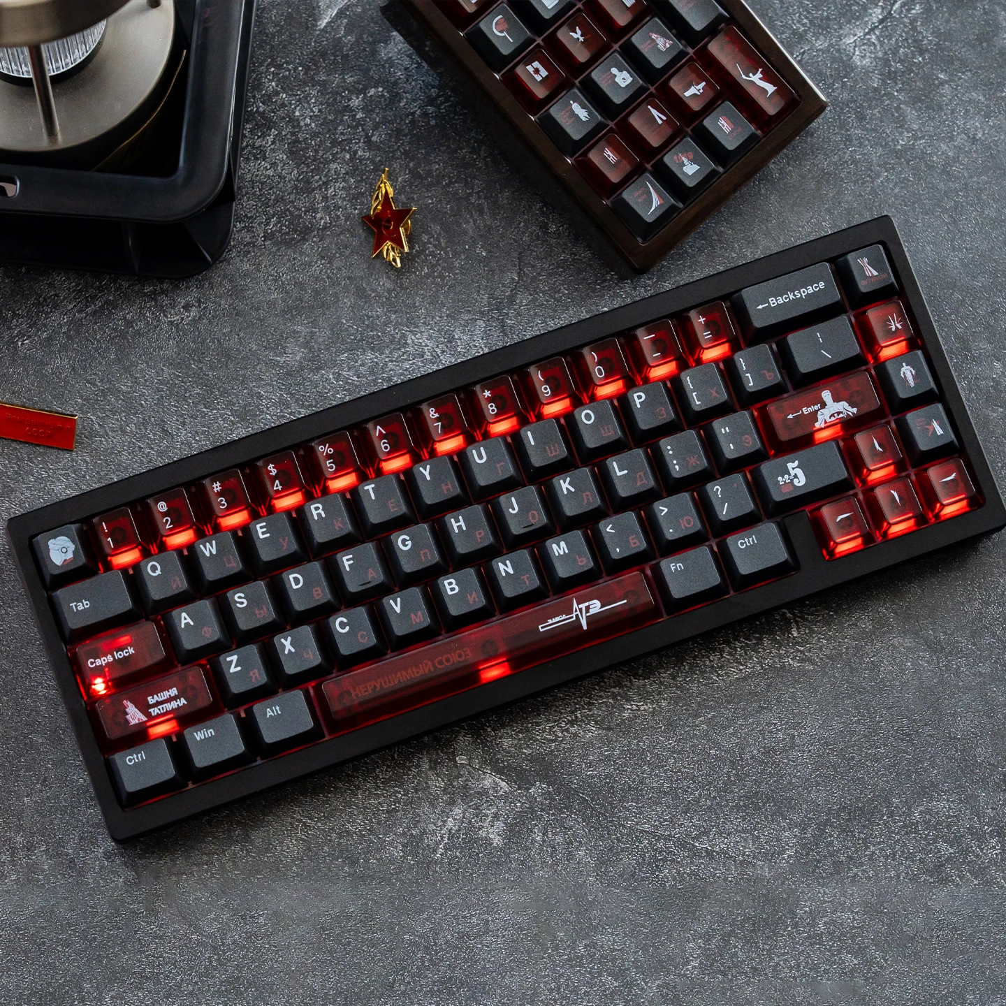 Original Soviet Keycaps Cherry Profile Five sided Dye-Sublimate Keycaps Black Red Custom Keycaps For MX Mechanical Keyboard
Original Soviet Keycaps Cherry Profile Five sided Dye-Sublimate Keycaps Black Red Custom Keycaps For MX Mechanical Keyboard