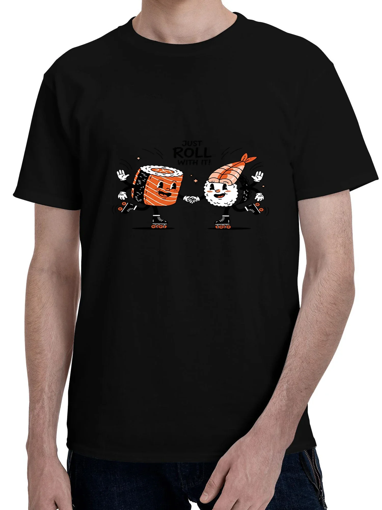Funny Sushi Roll Skating Graphic Tee Men Cotton Casual Short Sleeve T-Shirt
Funny Sushi Roll Skating Graphic Tee Men Cotton Casual Short Sleeve T-Shirt