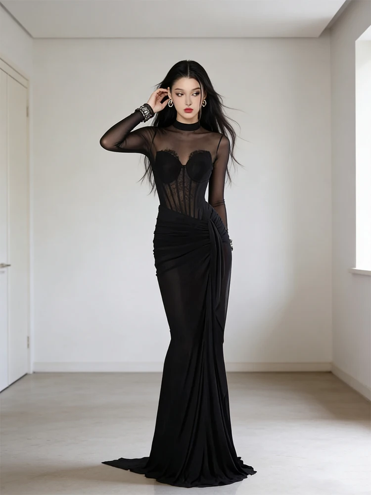 Bla Fibone Long Sve Lace Dr Ele Lady Birthday Par Evening Gown Faionable Zipper Sle mid Waist Slim Fit
Bla Fibone Long Sve Lace Dr Ele Lady Birthday Par Evening Gown Faionable Zipper Sle mid Waist Slim Fit