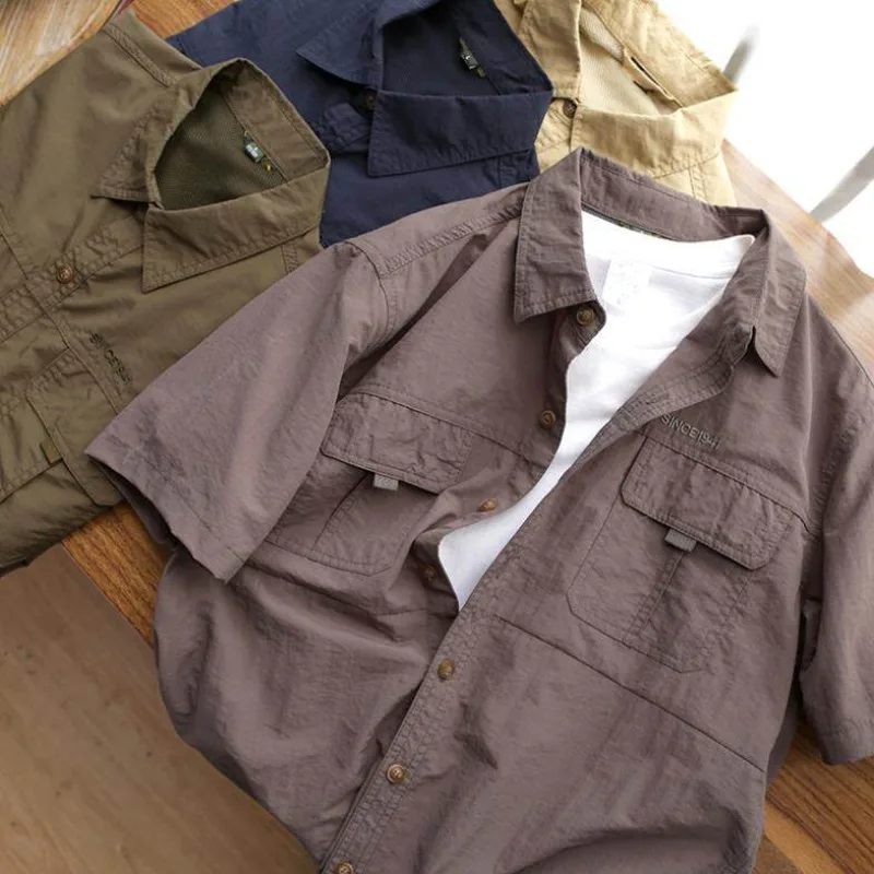 Outdoor Quick-dry American Retro Casual Style Men's Workwear Short-sleeve Shirt 2026 Summer Amekaji Plus Size 4XL Breathable Top
Outdoor Quick-dry American Retro Casual Style Men's Workwear Short-sleeve Shirt 2026 Summer Amekaji Plus Size 4XL Breathable Top