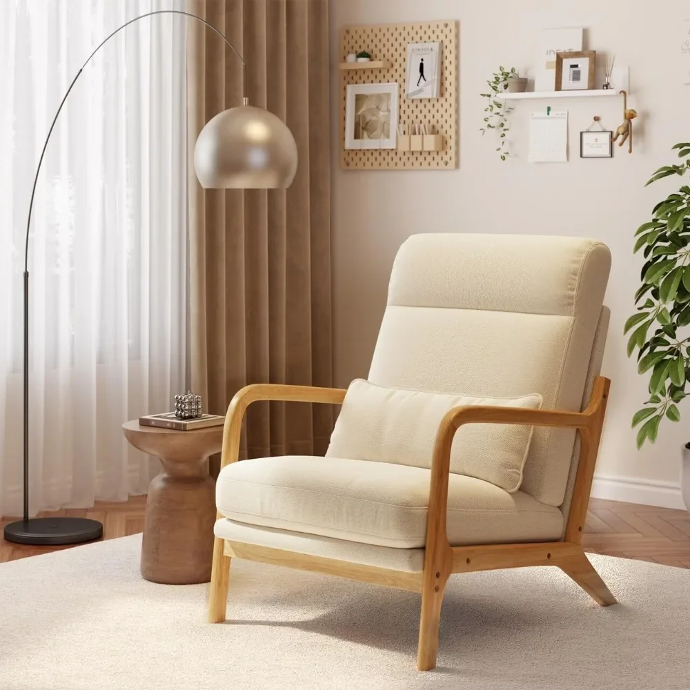 Armchair with Lumbar Support, Solid Wood Frame, Soft Thick Cushions, High Back, Linen Beige
Armchair with Lumbar Support, Solid Wood Frame, Soft Thick Cushions, High Back, Linen Beige