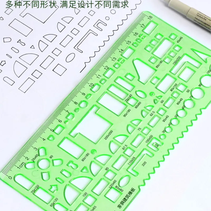 1pc multiple drawing template ruler Interior architectural design ruler Hollow drawing tool ruler
1pc multiple drawing template ruler Interior architectural design ruler Hollow drawing tool ruler
