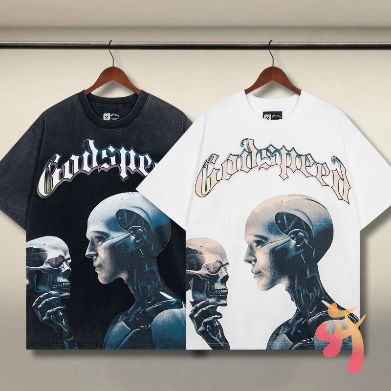 American High Street Godspeed Tshirts Vintage Robot Skeleton Eye Contact Round Neck Tops Casual Men Women Short Sleeve Tops
American High Street Godspeed Tshirts Vintage Robot Skeleton Eye Contact Round Neck Tops Casual Men Women Short Sleeve Tops