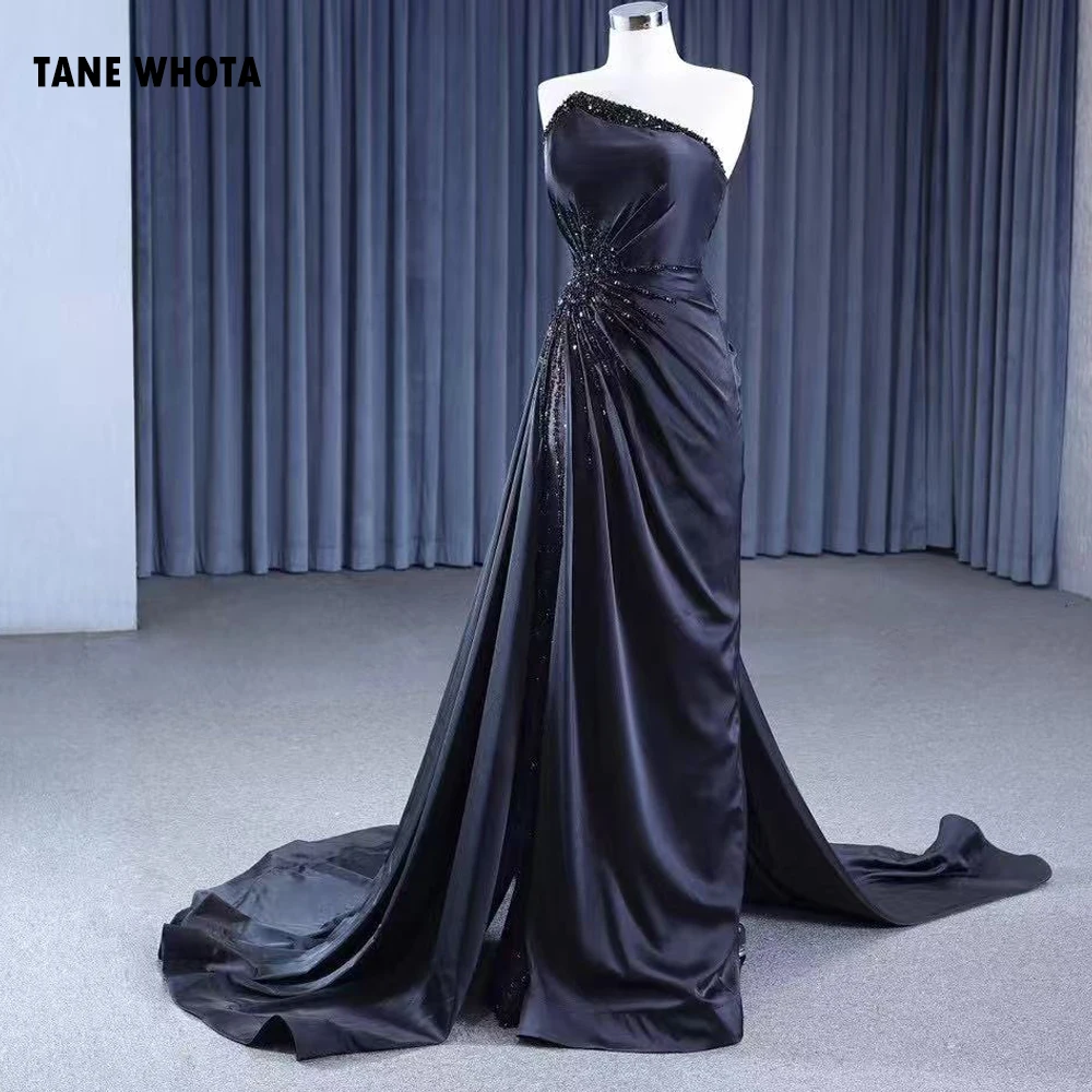 Luxury Black Evening Dress 2026 Strapless Lace Up Back Ruched Satin Beaded Straight Women's Party Gown Customizable
Luxury Black Evening Dress 2026 Strapless Lace Up Back Ruched Satin Beaded Straight Women's Party Gown Customizable