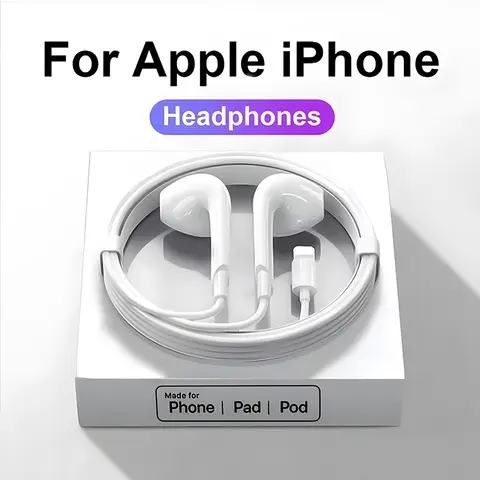 Écouteurs filaires d'origine pour Apple iPhone 14 13 12 11 Pro Max X XS XR 7 8 6, bouchons d'oreilles Bluetooth Lightning, accessoires