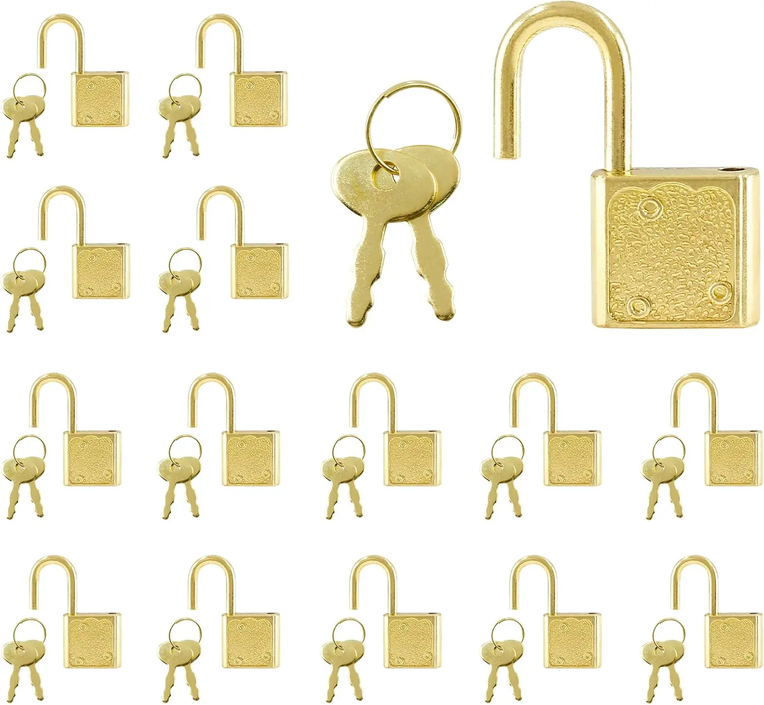 15 Pcs Mini Gold Padlocks for Jewelry Box, Luggage, Diary, Craft
15 Pcs Mini Gold Padlocks for Jewelry Box, Luggage, Diary, Craft