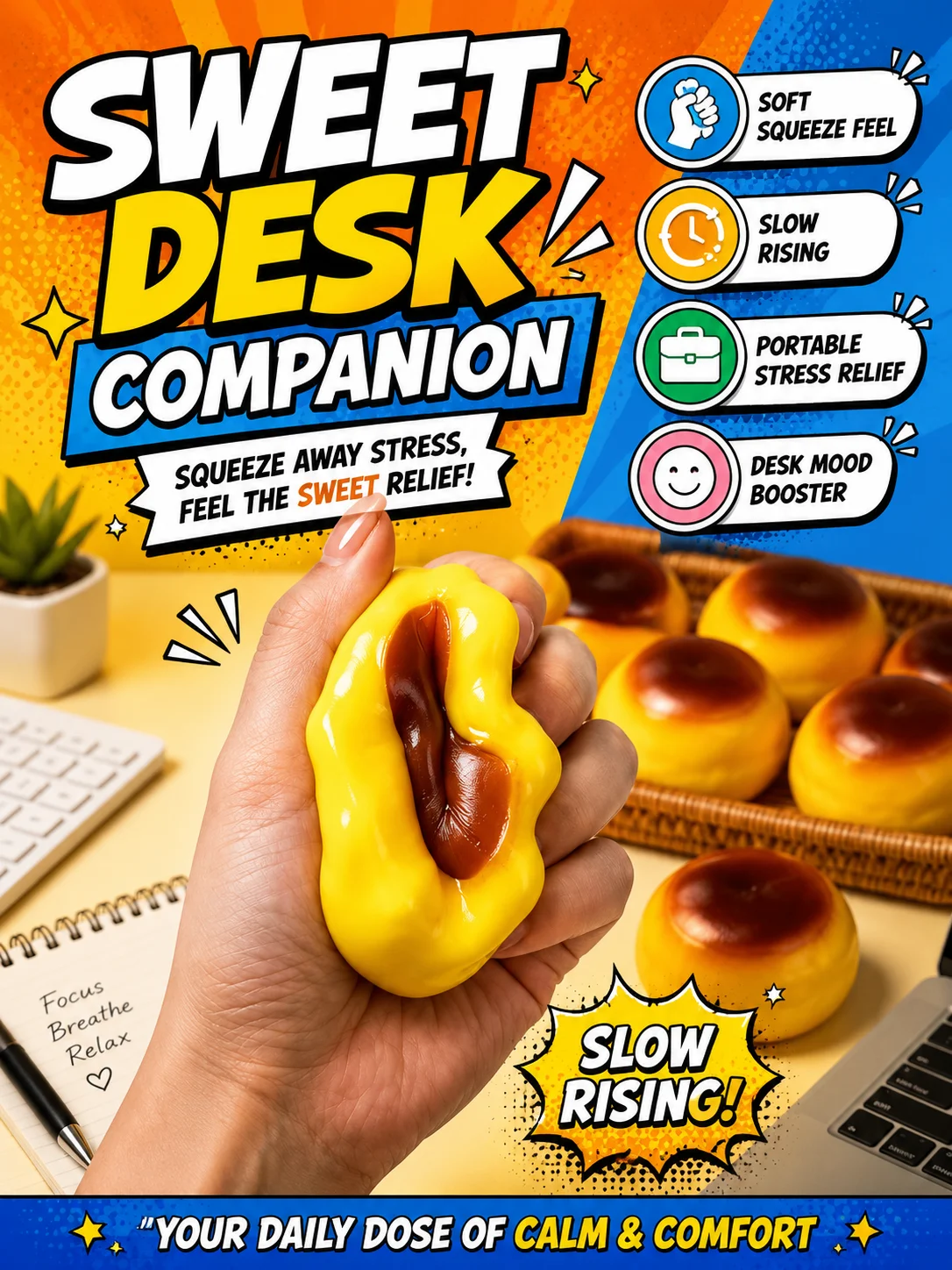 1PC | Caramel Pudding Crunchy Stress Ball | Moldable Crispy Squeeze Fidget Gadget | ASMR Tactile Decompression Desk Accessory for Relaxation
1PC | Caramel Pudding Crunchy Stress Ball | Moldable Crispy Squeeze Fidget Gadget | ASMR Tactile Decompression Desk Accessory for Relaxation