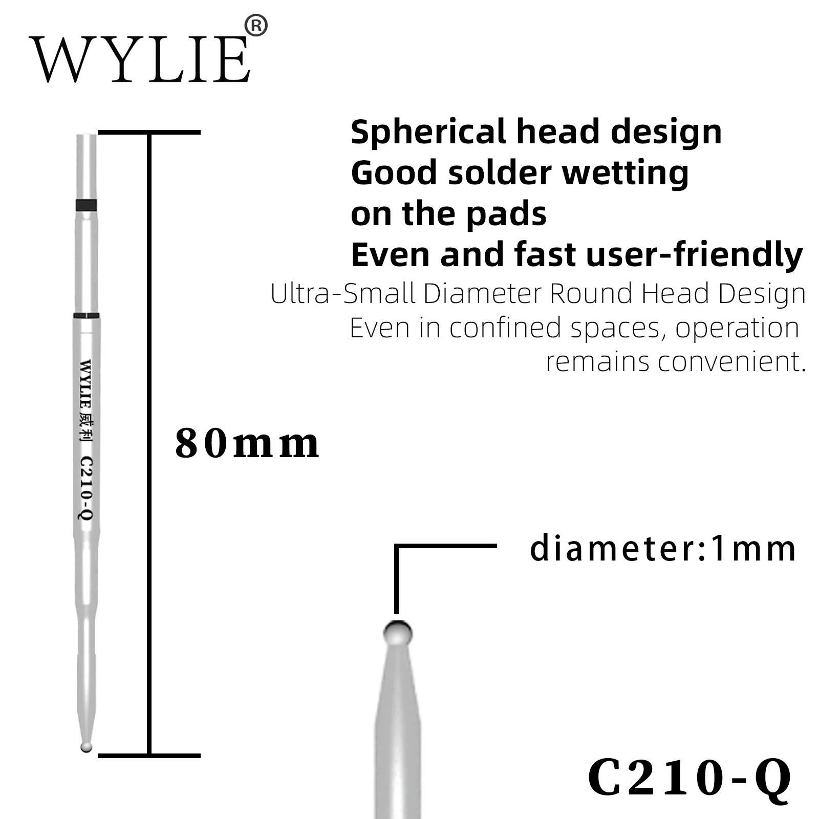 WYLIE C210-Q Soldering iron tip mobile phone repair motherboard integrated soldering iron tip round welding head heating core
WYLIE C210-Q Soldering iron tip mobile phone repair motherboard integrated soldering iron tip round welding head heating core