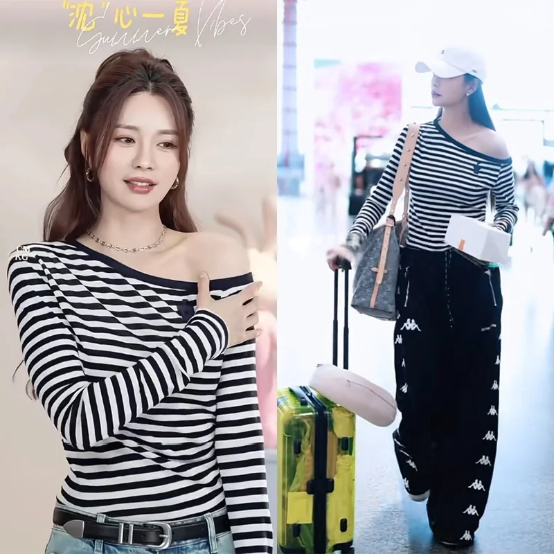 Slim Fit Long Sve T-irt Women's Sle Commute Creative Pattern Crossbody Striped Lenzing oulder Side Pleat Tee
Slim Fit Long Sve T-irt Women's Sle Commute Creative Pattern Crossbody Striped Lenzing oulder Side Pleat Tee