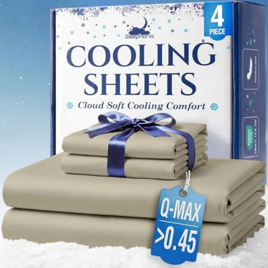 Cooling Sheets - BreezeWeave 4 PC Size Cooling Bed Sheets for Hot Sleepers and Deep, Cool Rest - Cloud Soft, Silky Smooth, 16 i
Cooling Sheets - BreezeWeave 4 PC Size Cooling Bed Sheets for Hot Sleepers and Deep, Cool Rest - Cloud Soft, Silky Smooth, 16 i