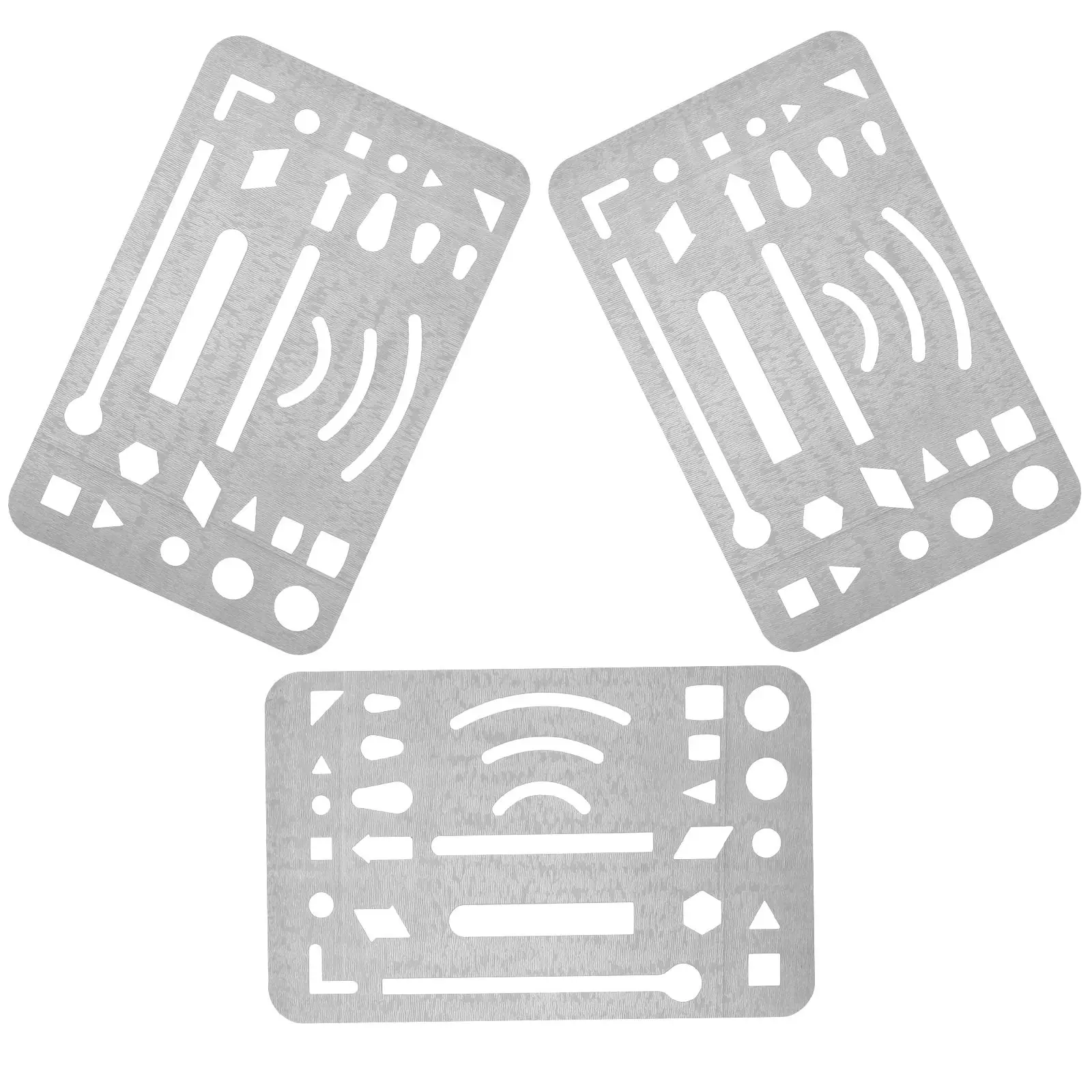 3 Pcs Steel Erasing Stencils for Drawing Templates Drafting Tools Silver Metal Work High Aid Safe Rounded
3 Pcs Steel Erasing Stencils for Drawing Templates Drafting Tools Silver Metal Work High Aid Safe Rounded