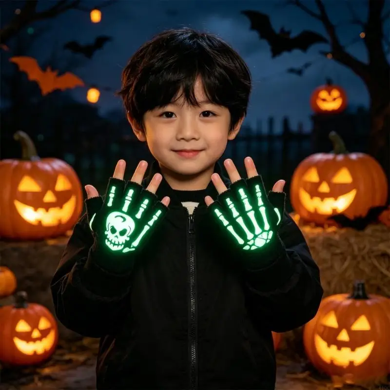 Kids Halloween Gloves With Glowing Skeleton Skull Design Winter Warm Handwear
Kids Halloween Gloves With Glowing Skeleton Skull Design Winter Warm Handwear