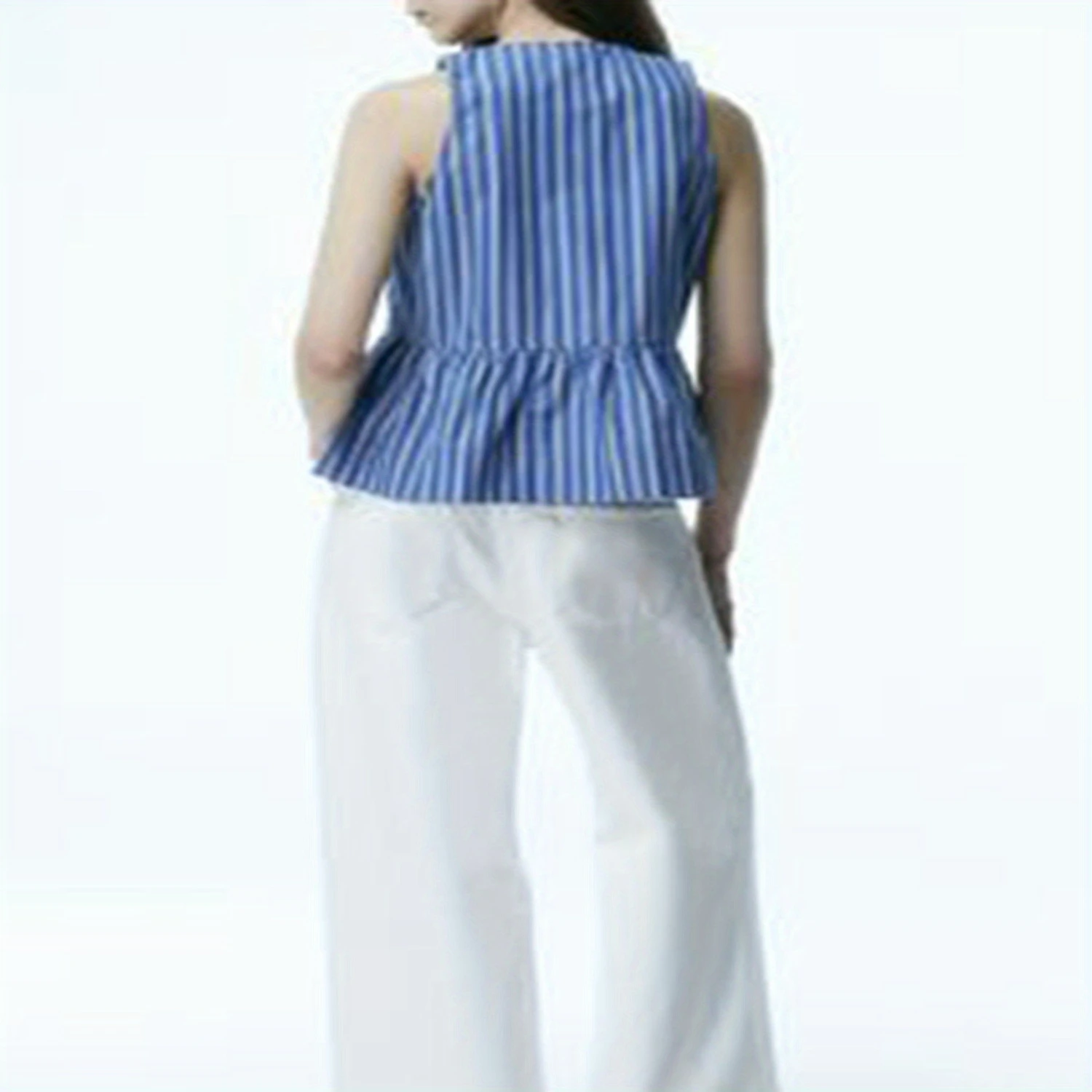 Stripes Print Crew Neck Blouse, Casual Knotted Front Sleeveless Blouse For Spring & Summer, Women's Clothing
Stripes Print Crew Neck Blouse, Casual Knotted Front Sleeveless Blouse For Spring & Summer, Women's Clothing