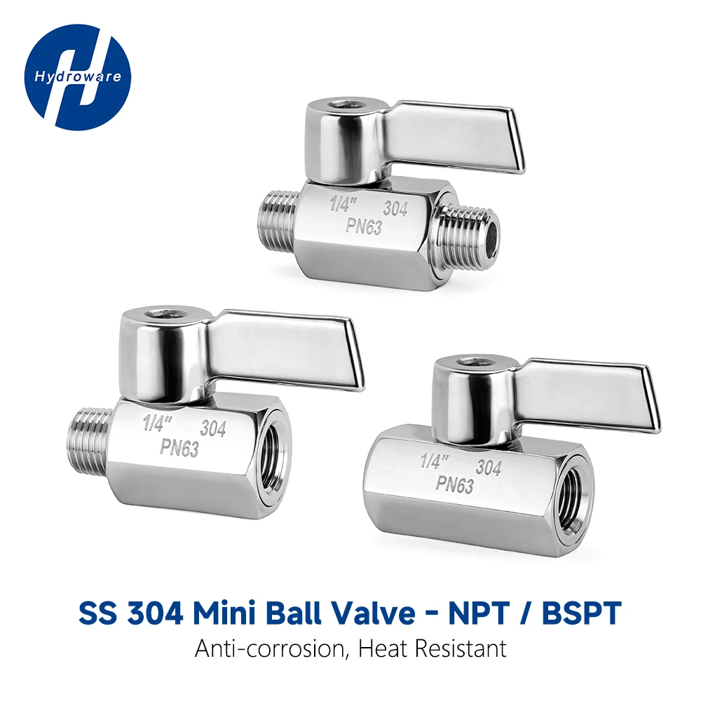 SS304 Stainless Steel Mini Ball Valve | BSP/NPT Threaded Compact Valve | High-Pressure Flow Control for Homebrew & Fluid Systems