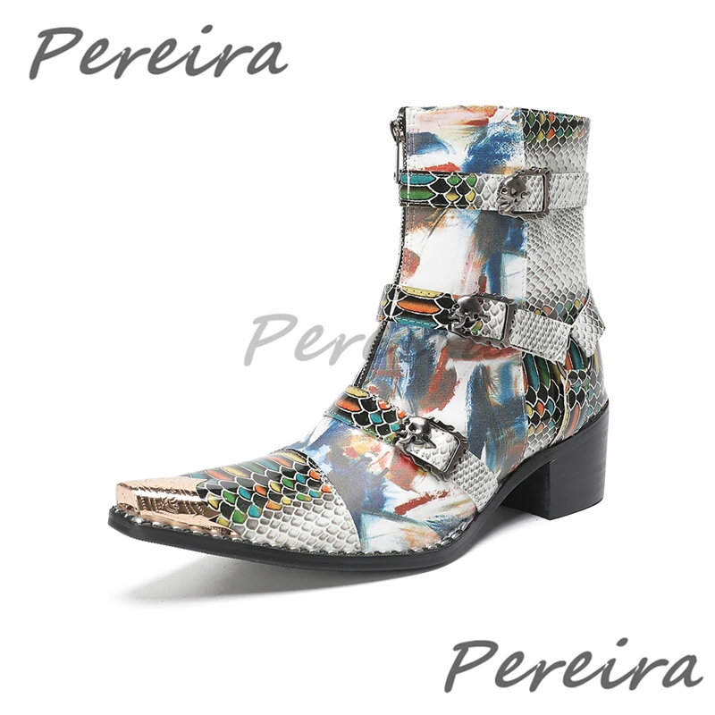 Colorful Graffiti Belt Buckle Men's Boots Autumn Winter New Genuine Leather Patchwork Zipper Chelsea Boots Trendy High Top Shoes
Colorful Graffiti Belt Buckle Men's Boots Autumn Winter New Genuine Leather Patchwork Zipper Chelsea Boots Trendy High Top Shoes