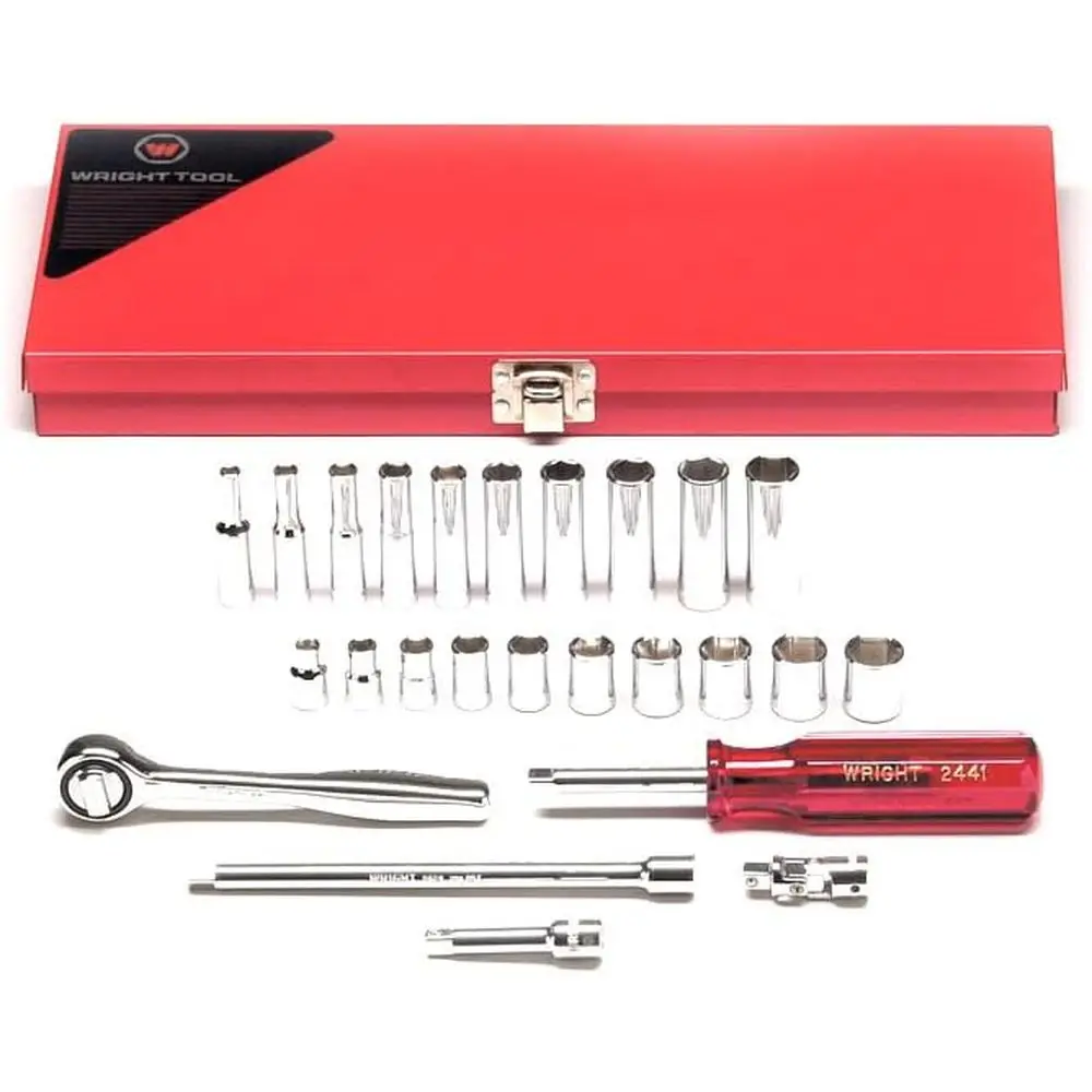 25-Piece 6-Point Metric Stand and Deep Socket Set, 1/4 Drive