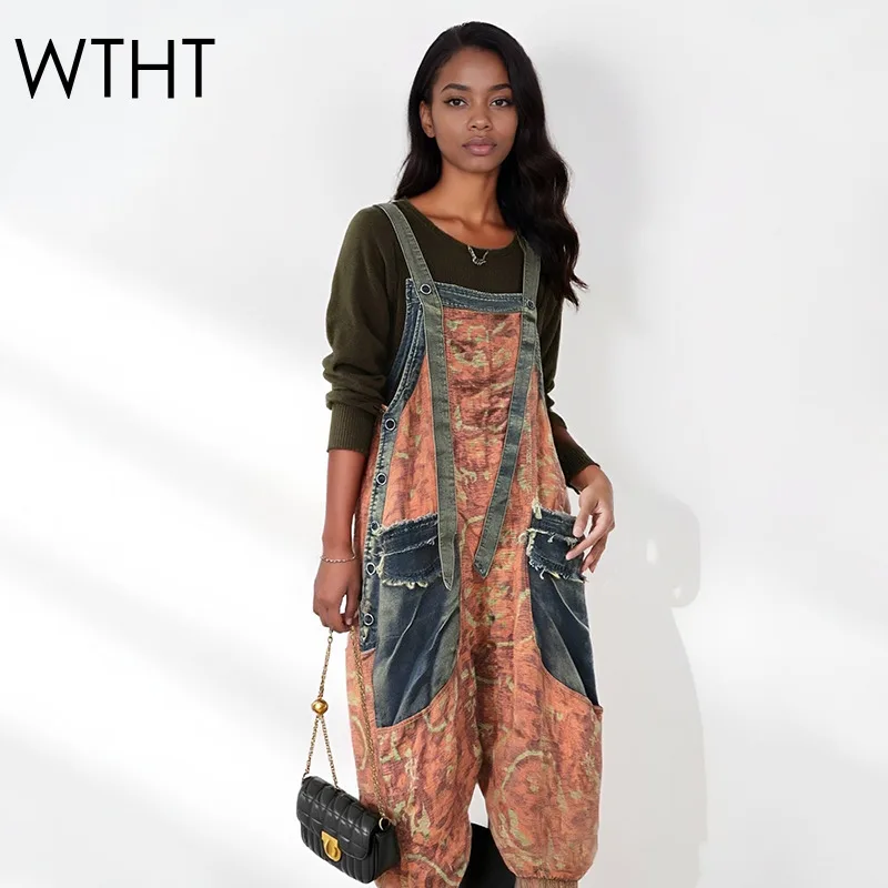 WTHT 2026 Spring Fashion Women's Print Spliced Denim Rompers Trendy New Sleeveless Loose Jumpsuits Female 1LS2865
WTHT 2026 Spring Fashion Women's Print Spliced Denim Rompers Trendy New Sleeveless Loose Jumpsuits Female 1LS2865