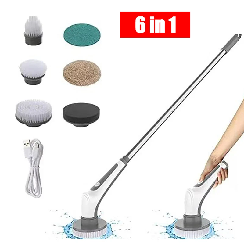 6 In 1 Electric Cleaning Turbo Scrub Brush Wireless Window Wall Floor Cleaner Bathroom Kitchen Toilet Cleaning Brush Supplies
6 In 1 Electric Cleaning Turbo Scrub Brush Wireless Window Wall Floor Cleaner Bathroom Kitchen Toilet Cleaning Brush Supplies