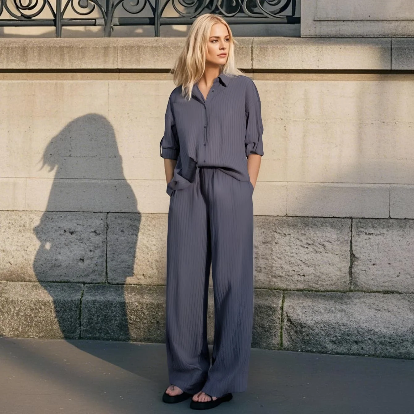 2025 Myst&Za Spring New Striped Shirt Loose Casual Cuffs Two High Waist Commuter Casual Pants Set
2025 Myst&Za Spring New Striped Shirt Loose Casual Cuffs Two High Waist Commuter Casual Pants Set