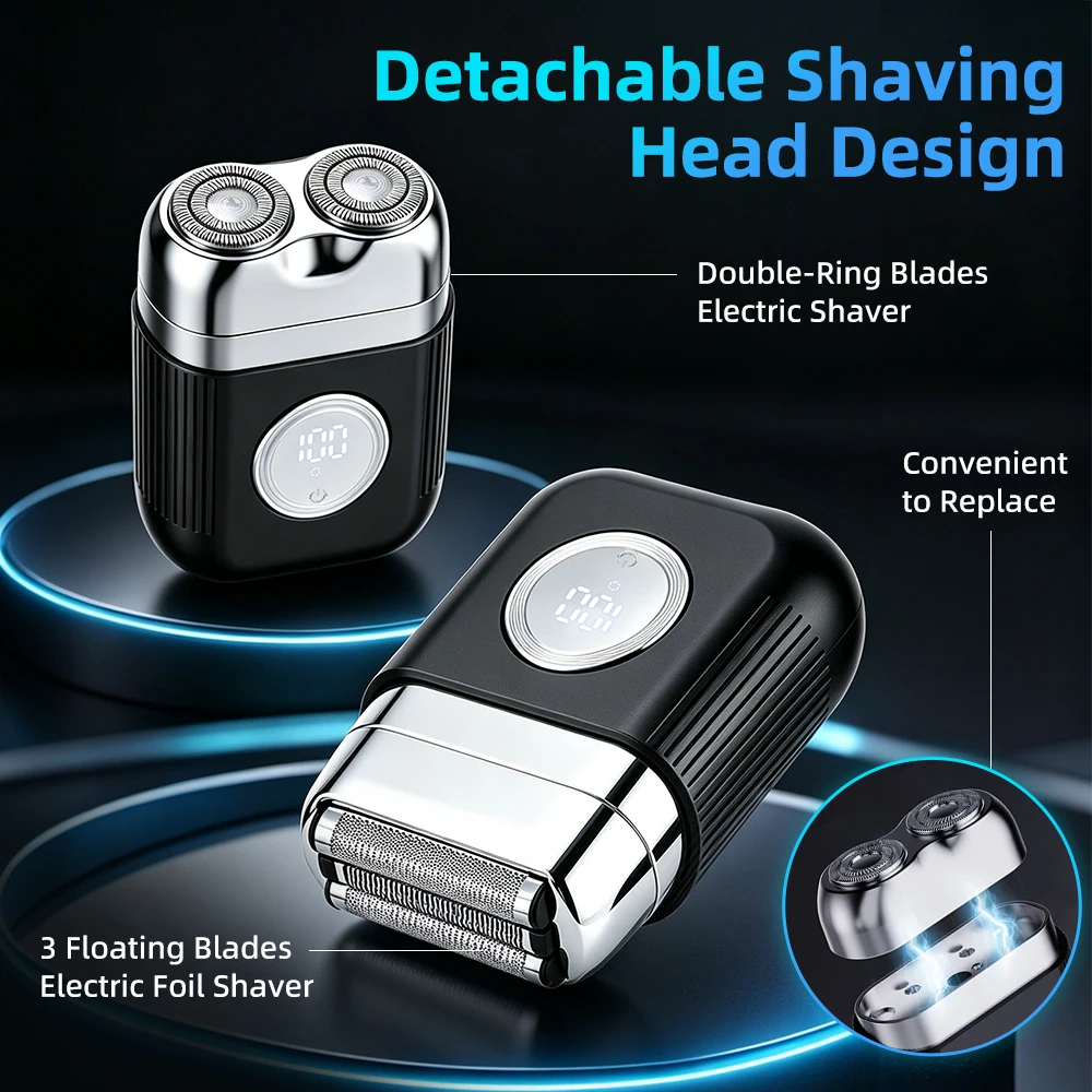 Electric Men Foil Shaver With Floating Blades and Dual-ring Blades Portable Mini Razor Trimmer for Face & Beard Dry Wet Shaver
Electric Men Foil Shaver With Floating Blades and Dual-ring Blades Portable Mini Razor Trimmer for Face & Beard Dry Wet Shaver