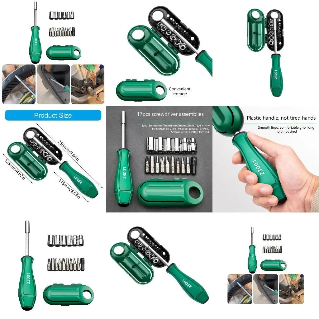 652F Multipurpose Screwdriver Set, 17Pieces Portable Multiple Head Screwdriver Set, Slotted 5/6/7/8/9/10mm
652F Multipurpose Screwdriver Set, 17Pieces Portable Multiple Head Screwdriver Set, Slotted 5/6/7/8/9/10mm
