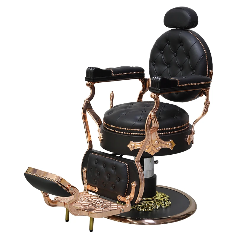 Popular Modern Vintage Design Barber Shop Chair Black Leather Gold Frame Hair Styling Barber Chair
Popular Modern Vintage Design Barber Shop Chair Black Leather Gold Frame Hair Styling Barber Chair