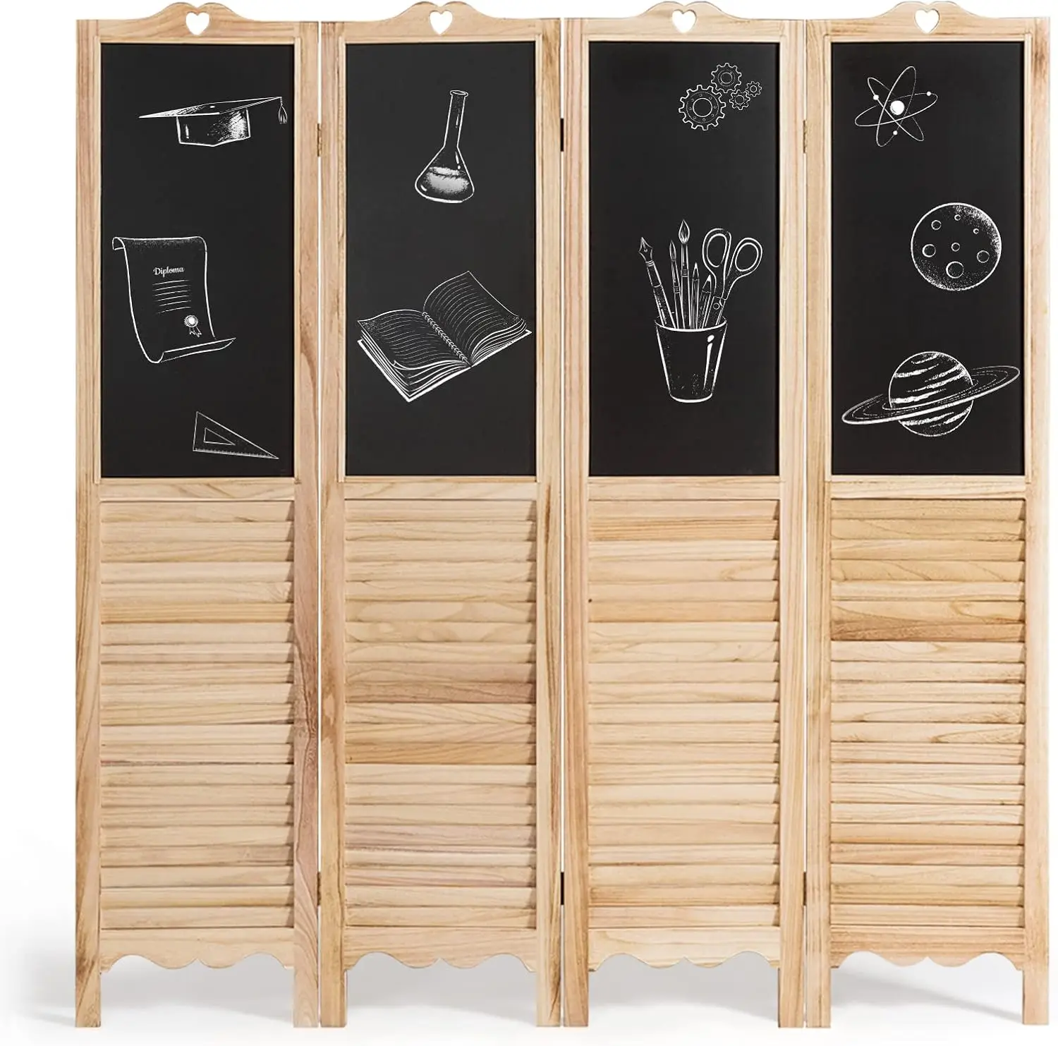 4 Panel Room Divider Folding Privacy Screen with Chalkboard Panels, Wooden Louvered Partition Room Divider Wall for Bedr
4 Panel Room Divider Folding Privacy Screen with Chalkboard Panels, Wooden Louvered Partition Room Divider Wall for Bedr
