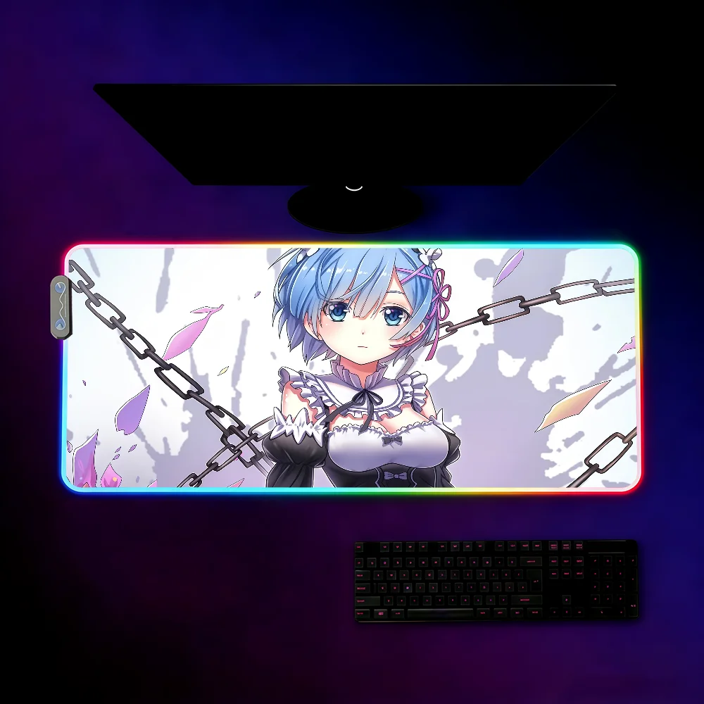 Anime Re Zero Rem Mouse Pad RGB LED Non-slip Desk Mat Rubber Gaming Accessories Large XXL Computer Office Keyboard carpet
Anime Re Zero Rem Mouse Pad RGB LED Non-slip Desk Mat Rubber Gaming Accessories Large XXL Computer Office Keyboard carpet