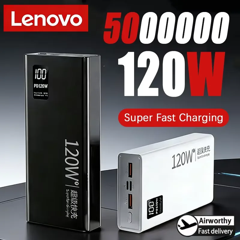 Lenovo 120W Power Bank 200000mAh High Capacity Fast Charging Powerbank Portable Battery Charger CCC For iPhone Samsung Xiaomi
Lenovo 120W Power Bank 200000mAh High Capacity Fast Charging Powerbank Portable Battery Charger CCC For iPhone Samsung Xiaomi