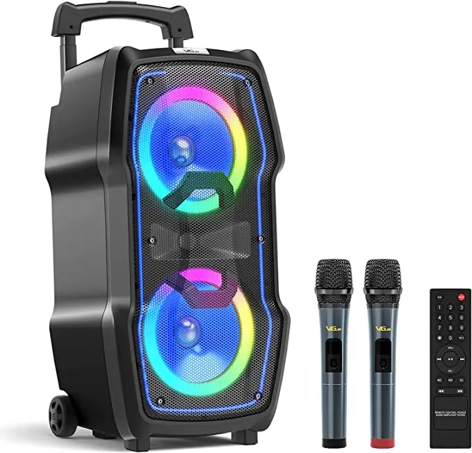 VG-0808 VeGue Karaoke Machine, Wireless B T PA System For Adults & Kids With Dual 8'' Subwoofers, 2 UHF Wireless Mics
VG-0808 VeGue Karaoke Machine, Wireless B T PA System For Adults & Kids With Dual 8'' Subwoofers, 2 UHF Wireless Mics