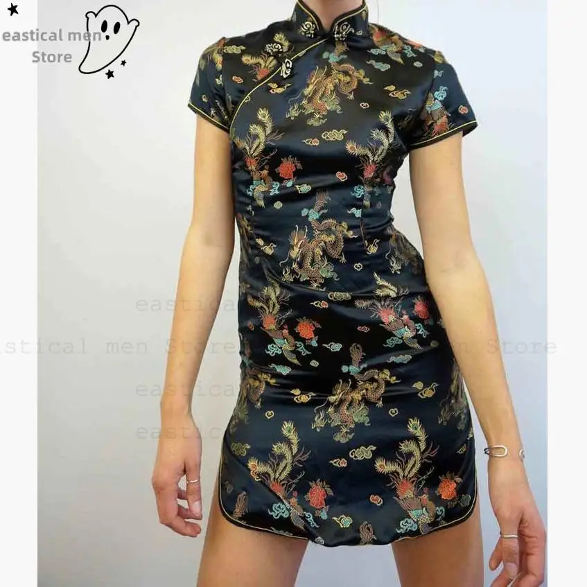 Short Cheongsam Chinese Tradition Dress Sexy Mini Qipao Lady Elegant Vestidos Y2K Gothic Dark Dresses Satin Jacquard Costume
Short Cheongsam Chinese Tradition Dress Sexy Mini Qipao Lady Elegant Vestidos Y2K Gothic Dark Dresses Satin Jacquard Costume