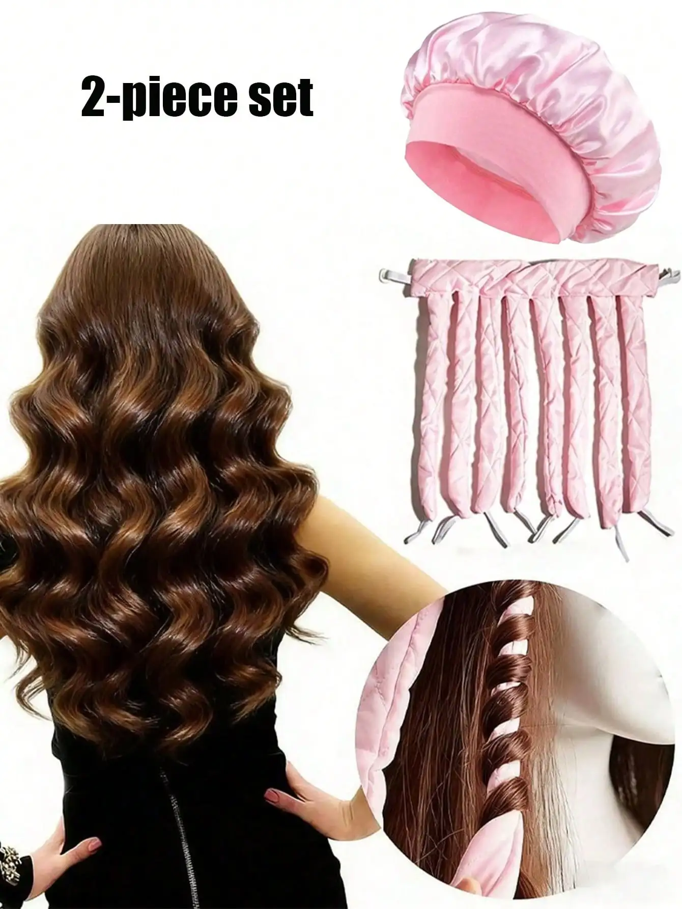 2 Sets No-Heat 8-Piece Curling Rods, Suitable For Women, Soft Curling Rods, Sleep Curlers, Non-Damaging, Suitable For Long Hair Big Waves, Gentle Overnight Curling Rods, Soft Satin Sleep Foam Curling Styling Tools, 1 Shower Cap (Black/Pink) Hair Styling S
2 Sets No-Heat 8-Piece Curling Rods, Suitable For Women, Soft Curling Rods, Sleep Curlers, Non-Damaging, Suitable For Long Hair Big Waves, Gentle Overnight Curling Rods, Soft Satin Sleep Foam Curling Styling Tools, 1 Shower Cap (Black/Pink) Hair Styling S