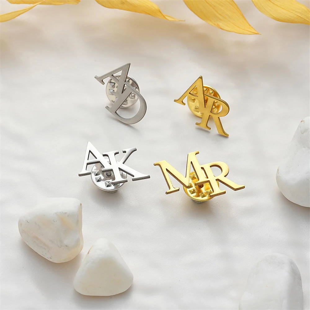 Personalized Initials Lapel Pin for Groomsmen Custom Two Letters Brooches Wedding Gift Men Jewelry Stainless Steel Accessories
Personalized Initials Lapel Pin for Groomsmen Custom Two Letters Brooches Wedding Gift Men Jewelry Stainless Steel Accessories
